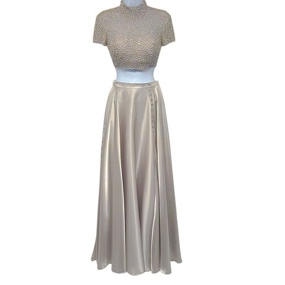 Sherri Hill Rhinestone Beaded Two Piece Matching Set Skirt Crop Top Dress 50037 - Picture 3 of 15